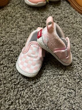 Vans Pink & White Checkerboard Slip-On Baby Walker Shoes